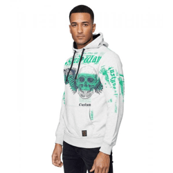 Stylish Hooded Sweatshirt with Trendy Print - Men's Hoodie 19149 Gray