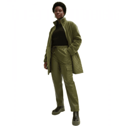 trendige Damen Lederimitat-Hose mit elastischem Gummibund Freizeit-Hose 914386 Dunkelkhaki