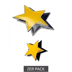 2er Pack Calvin Klein Anstecknadeln im Doppel-Sternen-Design Edelstahl-Pins-Up Emaille-Broschen KJJNDH200100 Gelb/Navy/Silber