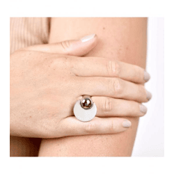 Timeless Calvin Klein Women's Ring with Flip-Top Disc, Stainless Steel Ring, Finger Ring KJ3ZBR28010, Silver