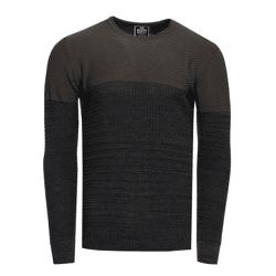 Cooler Herren Feinstrick-Pullover mit Colorblock Rundhals-Sweater 13376 Khaki
