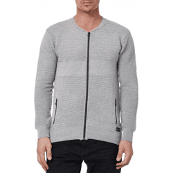 Trendige Herren Strick-Jacke im College-Look Sweat-Jacke Pullover 13337 Grau