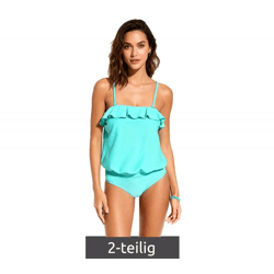 farbenfrohes 2-teiliges Damen Tankini -Set Badekleidung mit gefütterten Cups Tankini Top und Slip für Strand & Sommer 963546 Türkis