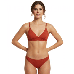 Simple women's wrap-style bikini top; swimwear for the beach and summer 958674 Brown