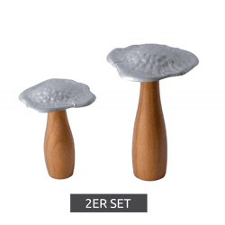 Set of 2 Decorative Mushroom Figurines, Fall Decor, Home Decor, 907491, Silver/Brown