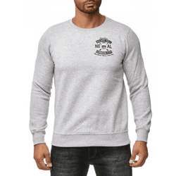 Cooler Herren Rundhals-Sweater mit Skull Print und großem Rückendruck Pullover 19104 Grau