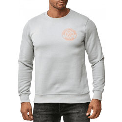 Lässiger Herren Rundhals-Sweater mit Logo Print und großem Rückendruck Pullover 19103 Grau
