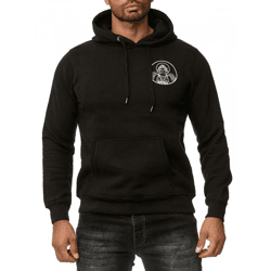 Stylischer Herren Kapuzen-Sweater mit Engel Print und großem Rückendruck Hoodie Pullover 19102 Schwarz