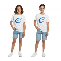 farbenfrohes Formula E Kinder T-Shirt Kurzarm-Shirt nachhaltiges Baumwoll-Shirt mit Formula E Logo 701223593 002 Weiß/Blau