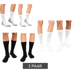 3 Paar kreislauffreundliche SOCKSWEAR Diabetiker-Socken Damen und Herren Baumwoll-Strümpfe mit Komfortbund Weiß, Schwarz oder Weiß/Grau