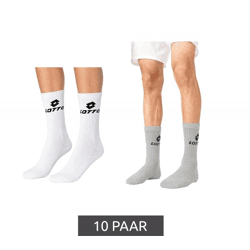 10 Paar LOTTO Sport-Socken Damen und Herren Trainings-Socken Tennis-Strümpfe Baumwoll-Socken Weiß, Grau oder Schwarz