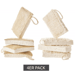 4er Pack Saugstarker Swuper Spülschwamm nachhaltiger Schwamm Putzmittel aus Luffa oder Baumwolle Beige/Weiß