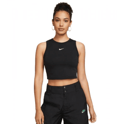 NIKE Sportswear Essentials Damen Crop-Top Tank-Top mit Swoosh-Logo Sport-Shirt FB8279-0100 Schwarz