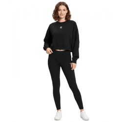 bequemes adidas Essentials Damen Crop-Sweatshirt Relaxed Fit Baumwoll-Pullover IW0953 Schwarz