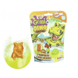 GLIBBI DINO Surprise Filled Kids' Bath Bombs with Collectible Dinosaur Figures, Ages 3 and Up, 100 g, 105953717, Blue, Green, or Orange