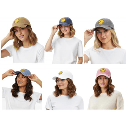 freche ZWILLINGSHERZ Smiley Classic Base-Cap mit Smiley-Patch Baumwoll-Cap justierbare Cappy Schirm-Mütze 4603M K258209 in Khaki, Navy-Bla