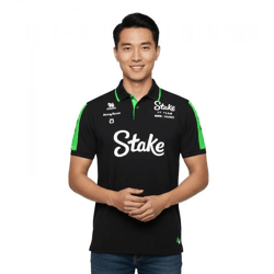 farbenfrohes Stake Kick Sauber Formula 1 2024 Herren Polo-Shirt Formel 1 Sommer-Shirt mit Baumwolle 701232879 001 Schwarz/Grün