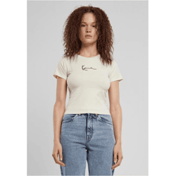 modernes Karl Kani Damen T-Shirt Stretch mit Baumwolle Ecru-Weiß