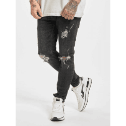 lässige 2Y Premium Herren Jeans Skinny Fit Stretch Taschen mit Baumwolle Schwarz
