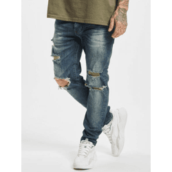 bequeme 2Y Premium Herren Jeans Slim Fit Reißverschluss Taschen mit Baumwolle Blau