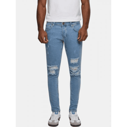 bequeme 2Y Premium Herren Jeans Skinny Fit Stretch Reißverschluss mit Baumwolle Blau