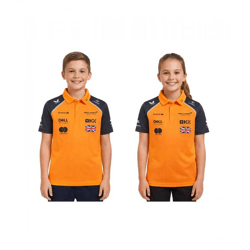 McLaren Formula 1 Lando Norris F1 Team Kinder Polo-Shirt mit Sponsorenlogos Kurzarm-Shirt Sport-Shirt TJ5318 Orange