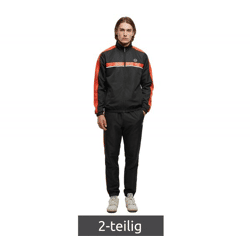 2-teiliger Sergio Tacchini Agave Herren Trainings-Anzug trendiger Sport-Anzug Fitness-Anzug 41533 Schwarz/Orange