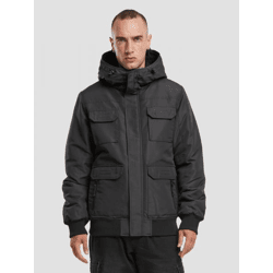 moderne Brandit Herren Jacke Reißverschluss Kapuze Schwarz