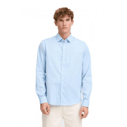 klassisches CASUAL FRIDAY CFGriffin Herren Business-Hemd mit Label-Detail Langarmhemd 20505437-144121 Blau