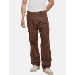 Stylish DEF Men's Straight-Fit Jeans with Drawstring and Zipper, Cotton, Brown