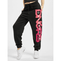 lässige Dangerous DNGRS Damen Hose Kordelzug Taschen mit Baumwolle Schwarz/Pink
