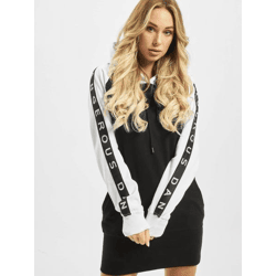 leichtes Dangerous DNGRS Damen Kleid Kordelzug Kapuze 280 g/m² mit Baumwolle Schwarz/Weiß