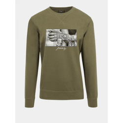 Comfortable Mister Tee Men's Sweatshirt with Ribbed Cuffs, Cotton, Khaki