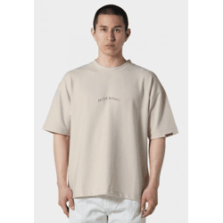 Casual Pas De Monaco Men's Oversized T-Shirt in Beige Cotton