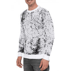Timeless Men's Crew-Neck Sweater in a Two-Tone Design, Fine-Knit Sweater 13433 White