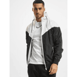 lässige URBAN CLASSICS Herren Jacke Reißverschluss Kapuze 75 g/m² Schwarz/Weiß
