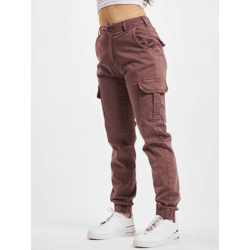 Casual Urban Classics Women's Jeans with Stretch, Zipper Pockets, and Cotton in Bordeaux Red