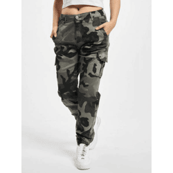 Stylish Urban Classics Women's Stretch Jeans with Zipper Pockets and Cotton Camouflage Print