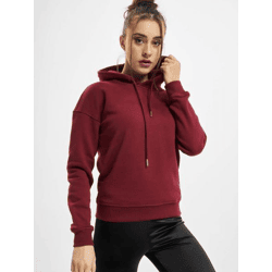 Casual URBAN CLASSICS Women's Hoodie with Drawstrings and Pockets, 300 g/m², Red