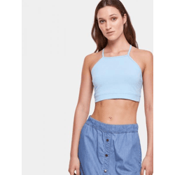 lässiges Urban Classics Damen T-Shirt Stretch 180 g/m² mit Baumwolle Hell-Blau