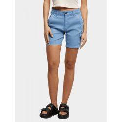 bequeme Urban Classics Damen Shorts Stretch Reißverschluss Taschen mit Baumwolle Blau