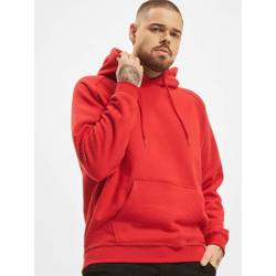lässiger Urban Classics Herren Hoodie Rippbündchen Kapuze 380 g/m² mit Baumwolle Rot