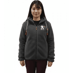 Wärmende sheepworld Damen Teddyfleece-Jacke mit gesticktem Motiv Kuschel-Jacke mit Stehkragen Sweat-Jacke 9865337 Grau