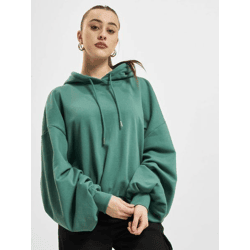 Comfortable Urban Classics Women's Hoodie with Drawstring, Ribbed Knit, 305 g/m², Cotton Blend, Green