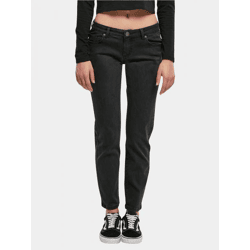 moderne Urban Classics Damen Jeans Straight Fit Stretch Reißverschluss mit Baumwolle Schwarz