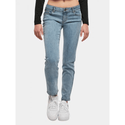 stylische Urban Classics Damen Jeans Straight Fit Stretch Reißverschluss mit Baumwolle Blau