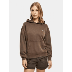 moderner Urban Classics Damen Hoodie Rippstrick Rippbündchen 300 g/m² mit Baumwolle Braun