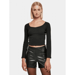 bequemes Urban Classics Damen Sweatshirt Stretch Slim Fit 180 g/m² mit Baumwolle Schwarz