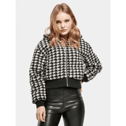 funktionale Urban Classics Damen Jacke große Kapuze Reißverschluss 360 g/m² Schwarz/Weiß