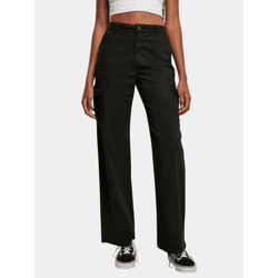 stylische Urban Classics Damen Jeans Straight Fit Stretch Reißverschluss mit Baumwolle Schwarz